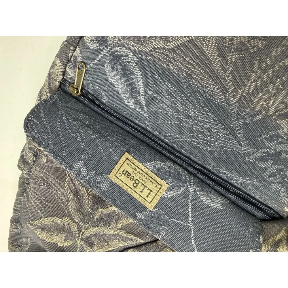 Vintage LL Bean AmeriBag Sling Backpack Purse Tapestry LeatherTrim